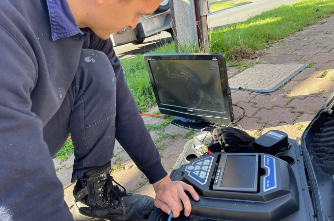 plumber-using-drain-camera-outside