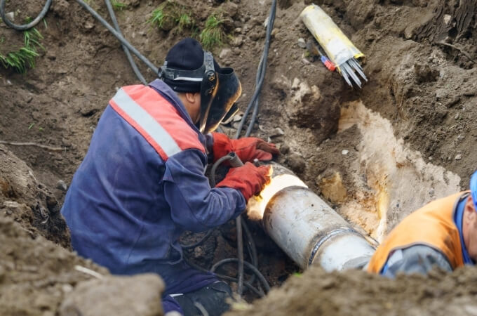 plumber-welding-large-pipe-underground